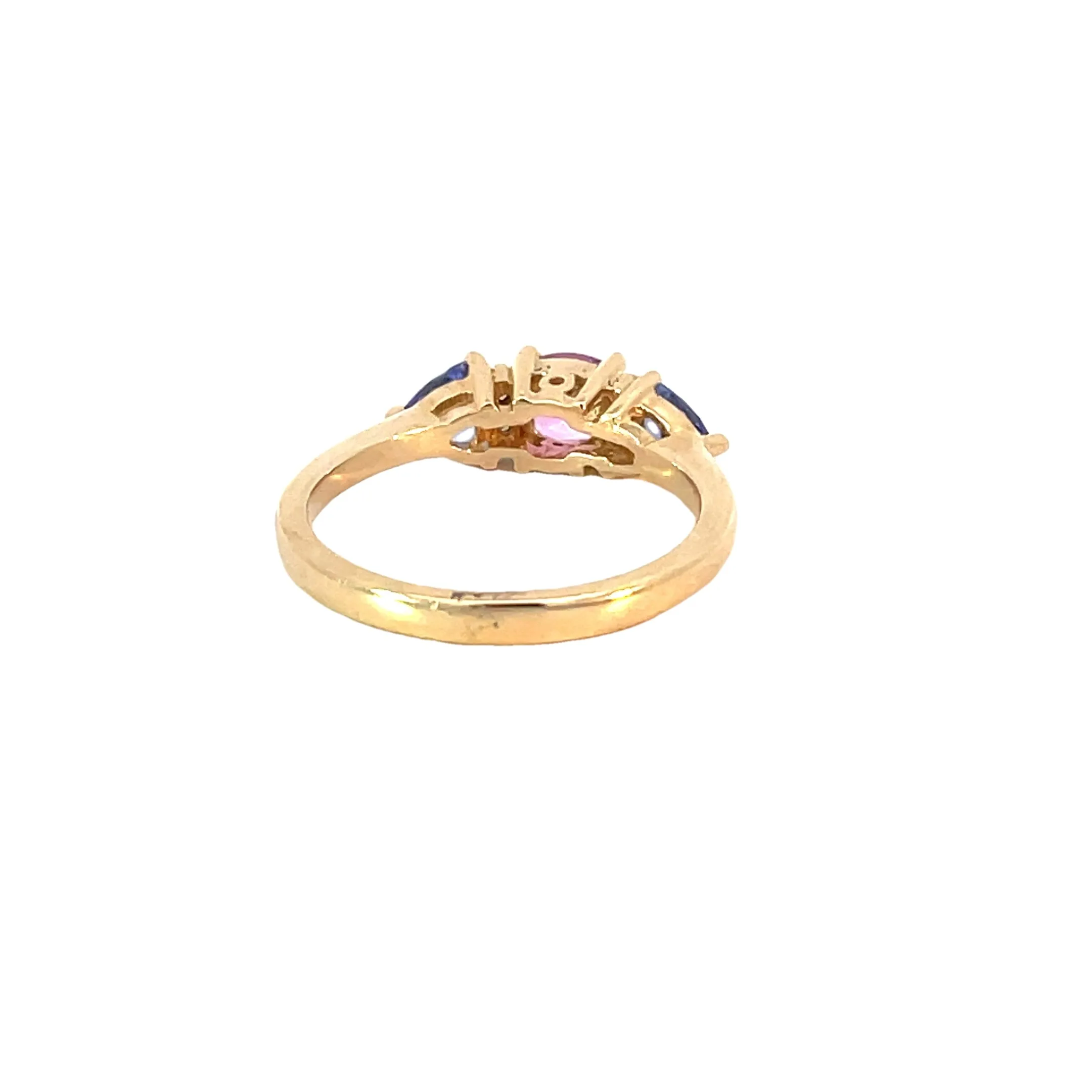 Yellow Gold Pink Sapphire Tanzanite Ring